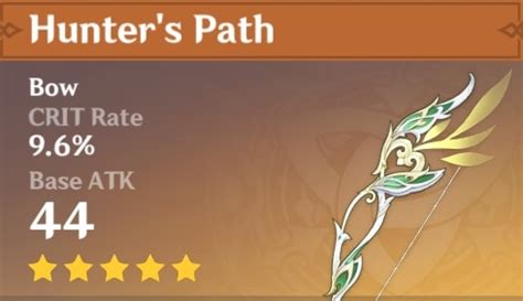 Hunters Path - Bow Stats, Passive, and Materials - Genshin DB