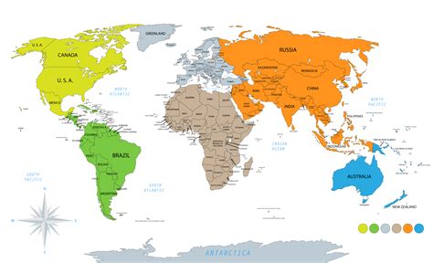 Map Of World With Countries And Continents - Viole Jesselyn