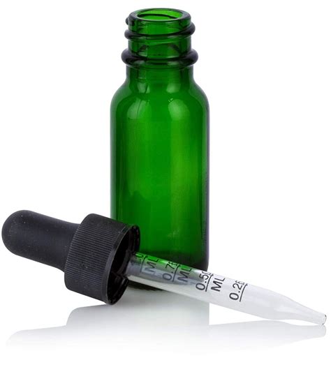 Green Glass Boston Round Dropper Bottle with Graduated Measurement ...