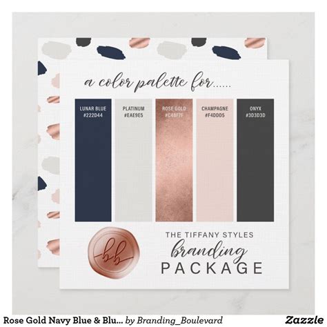 Rose Gold Navy Blue & Blush Color Palette Card | Zazzle | Color palette ...