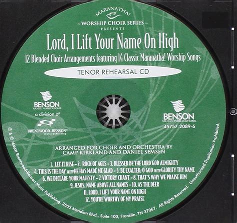 Amazon.com: Lord, I Lift Your Name on High: Tenor (Worship Choir ...