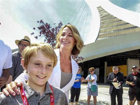 Nadia Comaneci visits the Olympic Park with her son Dylan to mark the ...