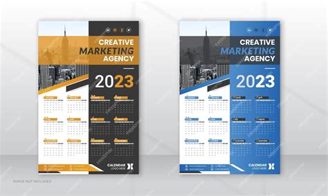 Premium Vector | 2023 Modern blue marketing calendar template