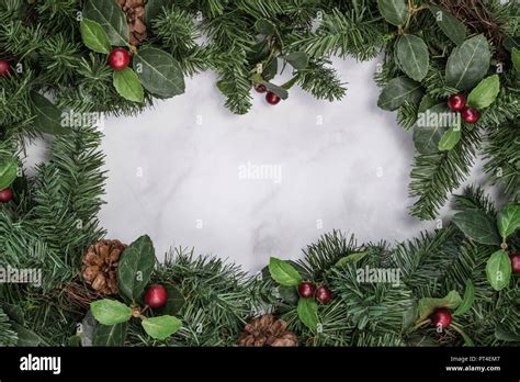 Christmas wreath on marble background Stock Photo - Alamy