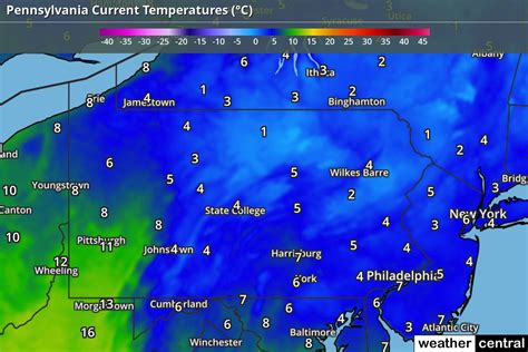 Pennsylvania Current Temperatures Map (Celsius)