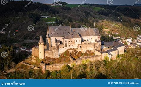 Aerial View Over Vianden Castle in Luxembourg Stock Photo - Image of ...