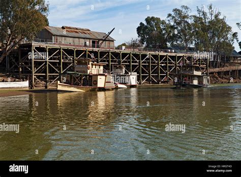 Old Paddlesteamers alongside the historic Port of Echuca Wharf,located ...