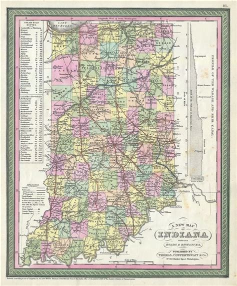 1854 Mitchell Map of Indiana | Indiana map, Map, Old maps