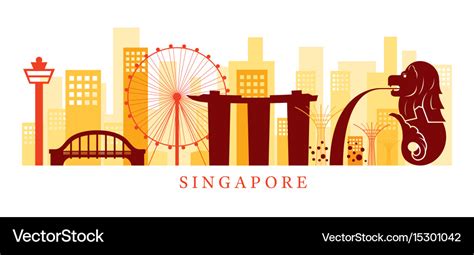 Singapore architecture landmarks skyline shape Vector Image