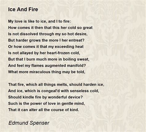 Ice And Fire Poem by Edmund Spenser - Poem Hunter