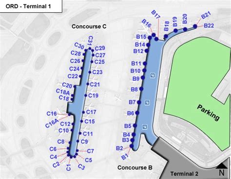 Chicago OHare Airport ORD Terminal 1 Map