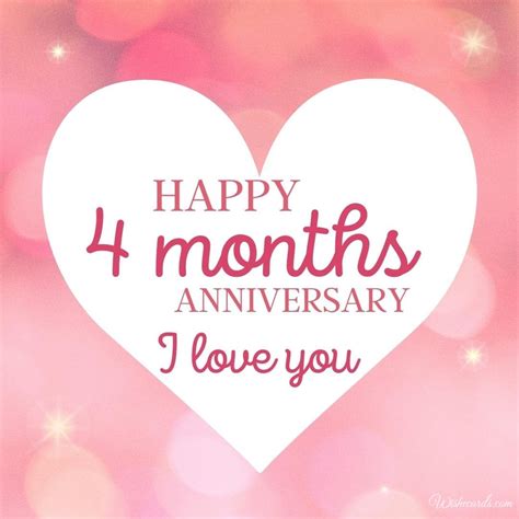 Happy 4th Month Anniversary Cards With Best Wishes And Greetings