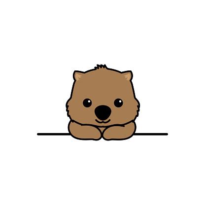 Cute Wombat Smiling Over Wall Cartoon Vector Illustration Stock ...