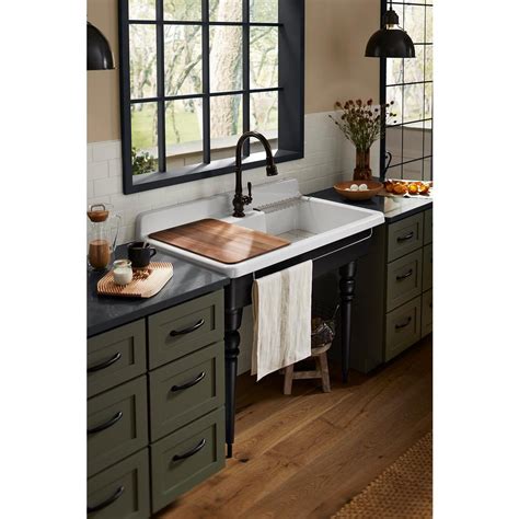 KOHLER Farmstead Dual Mount Cast Iron 45 in. Single Bowl Kitchen Sink ...