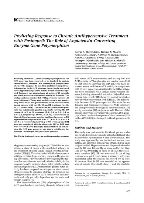 (PDF) Predicting Response to Chronic Antihypertensive Treatment with ...