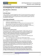 Niche worksheet New.doc - 19 Populations in ecosystems Stretch and ...