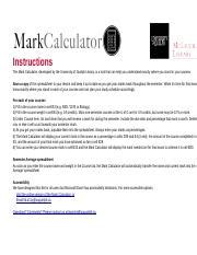 CHEM1040 - Mark Calculator.xlsx - Mark Calculator Instructions The Mark ...