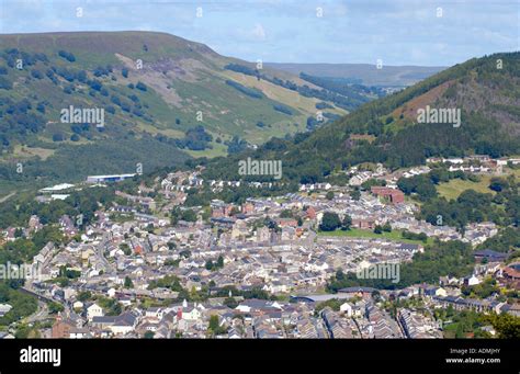 View over town of Abertillery Blaenau Gwent South Wales UK GB EU Stock ...