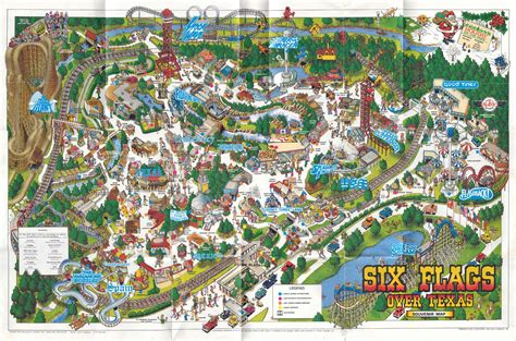 Theme Park Brochures Six Flags Over Texas Map 1991 | ThemeParkBrochures.net