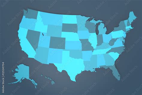 Detailed USA Map on blue Background Stock Photo | Adobe Stock