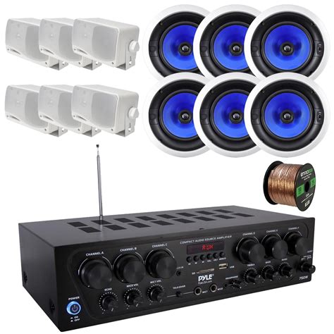 Pyle 6-Channel 750W Bluetooth USB AUX FM Stereo Amplifier Receiver ...