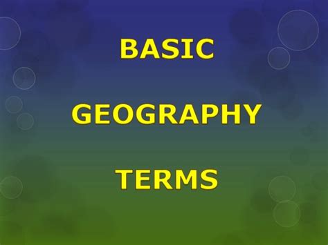 Basic geography terms