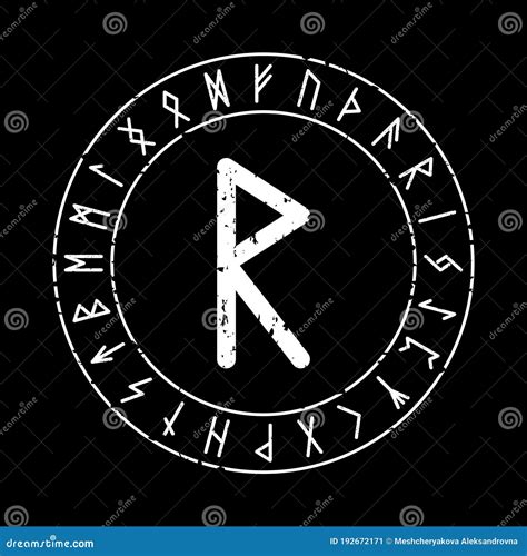 Raidho Rune Written On A Stone. Vector Illustration. Isolated On White ...