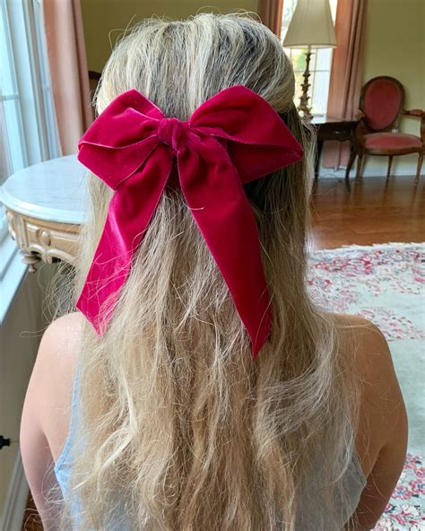 Large Black Velvet Hair Bow Black Ribbon Hair Bow for women | Etsy