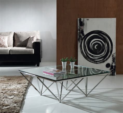 Geometric Tampered Glass and Stainless Steel Coffee Table Memphis ...