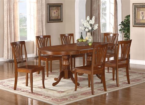 9-PC Newton Oval Dining Room Set Table + 8 Wood Seat Chairs in Saddle ...