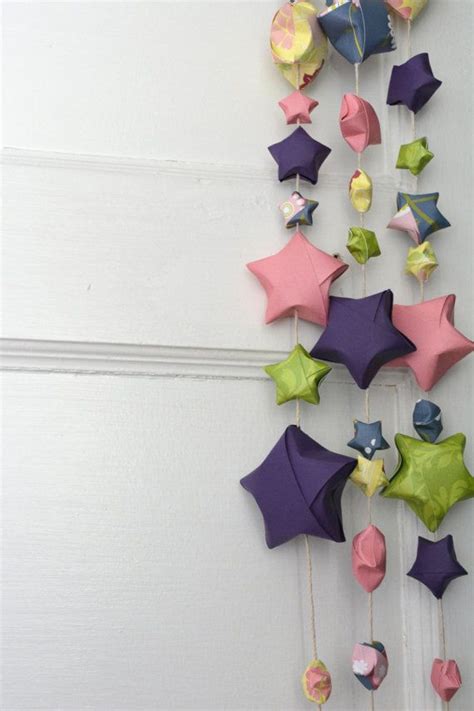 Paper star garland, nursery garland, pink purple blue green garlands ...