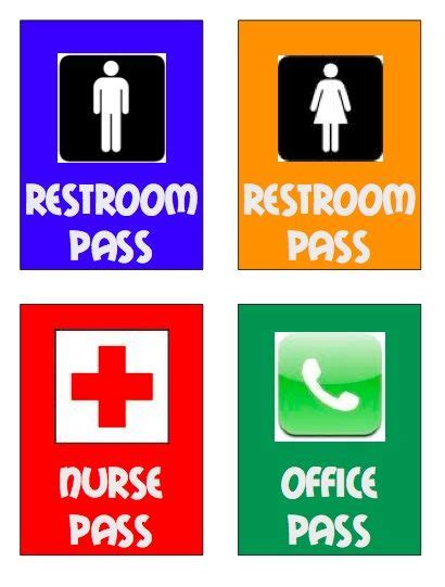 Free Printable Boys Bathroom Passes For A School | Restroom pass ...