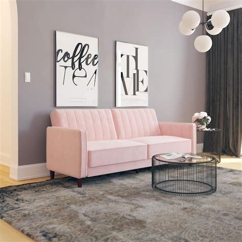 DHP Iris Pink Velvet Contemporary/Modern Velvet Full Futon DE48640 at ...