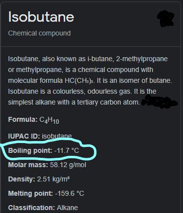 [Solved] what is the boiling point of 2-methylpropane? | Course Hero