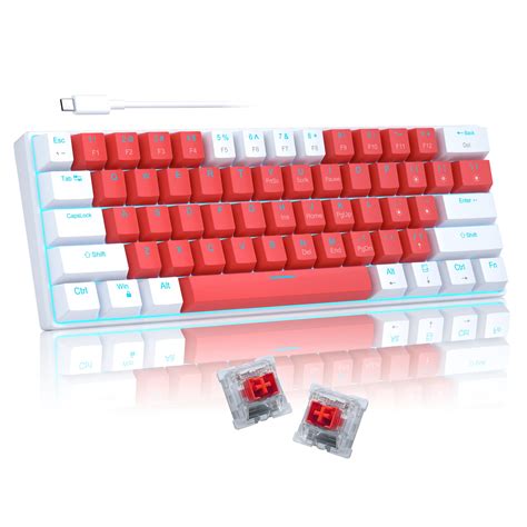 Buy 60 Percent Mechanical Gaming Keyboard, White & Red Mixed Color ...