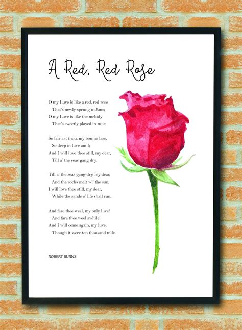 A Red Red Rose by Robert Burns Poem Print Poem Wall Art Poem - Etsy