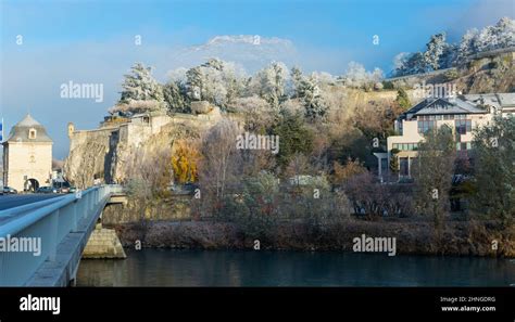 Bastille fortress on hill, Grenoble, France Stock Photo - Alamy