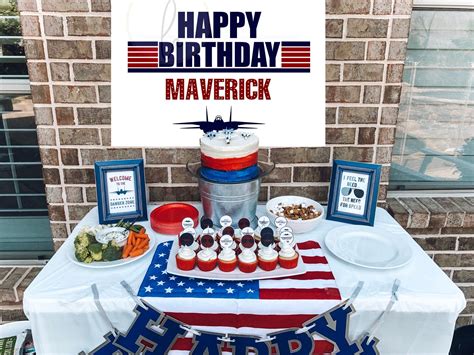 PRINTABLE "Happy Birthday Maverick" Fighter Jet Backdrop (36"x 48 ...