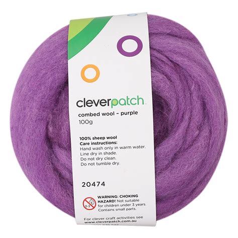 Combed Wool - Purple - 100g - CleverPatch | CleverPatch - Art & Craft ...