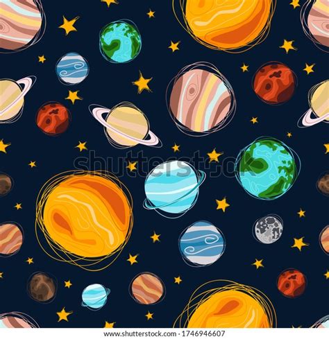 Seamless Background Planet Solar System Yellow Stock Vector (Royalty ...