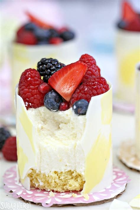 Lemon Mousse Cakes in White Chocolate Shells + Video - SugarHero