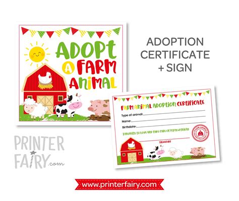 Farm Animal Adoption Set | PrinterFairy