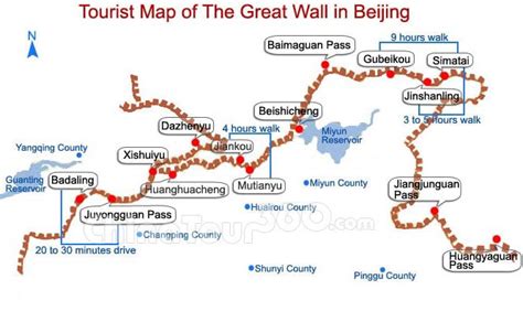 Great Wall of China map | Travel maps of Badaling, Mutianyu ...