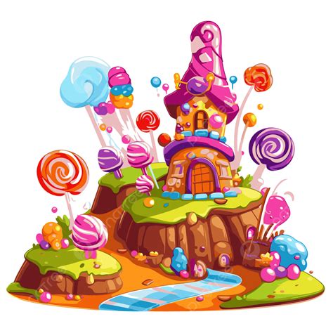 Candyland Clipart Cartoon Candy House With Candy Vector, House Clipart ...