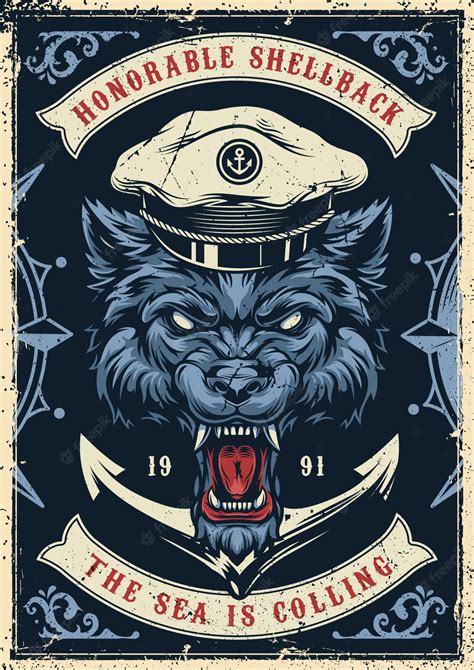 Premium Vector | Vintage marine and nautical colorful poster