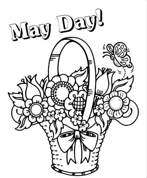 May Day Flowers Coloring Page - Free Printable Coloring Pages for Kids