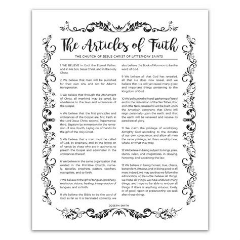 Lds Articles Of Faith Printable