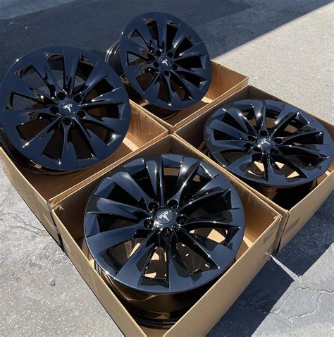 20" TESLA MODEL X FACTORY WHEELS OEM RIMS Staggered Gloss Black ...