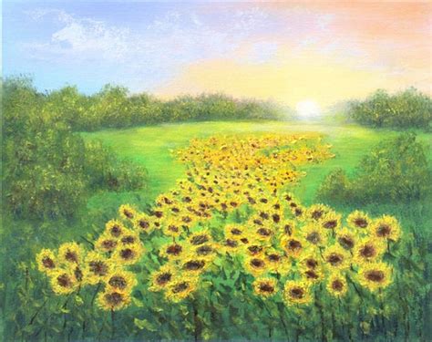 Sunflower Painting Original Art Sunrise Painting Sunflower - Etsy