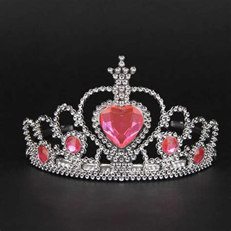 Cute Pink Fairy Birthday Plastic crowns Headband Rhinestone Heart ...